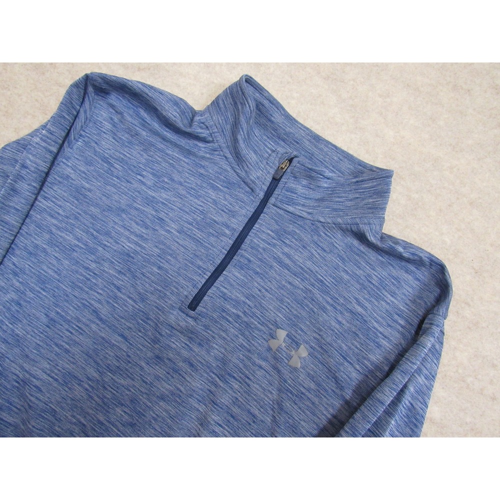 Under Armour Mens Heatgear Quarter Zip Pullover Blue Heather Space Dye Large